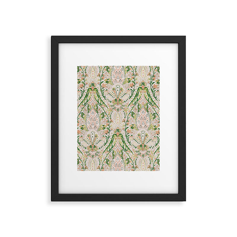 Green Pink Leaf Flower Paisley Framed Art Print Gallery Image 6