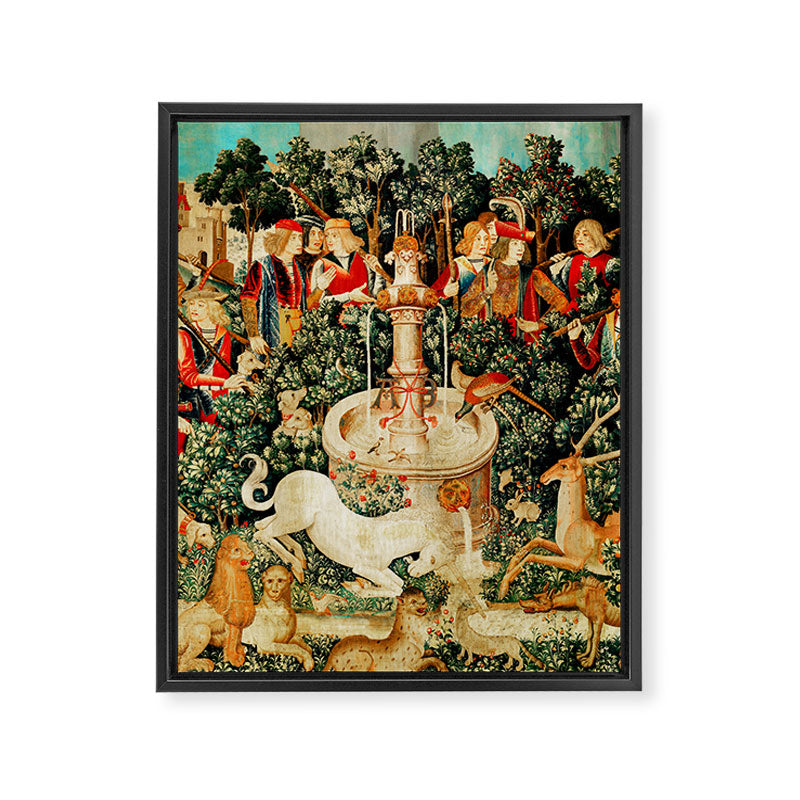 Hunt Of The Unicorn Medieval Tapestry Framed Canvas Print Gallery Image 8