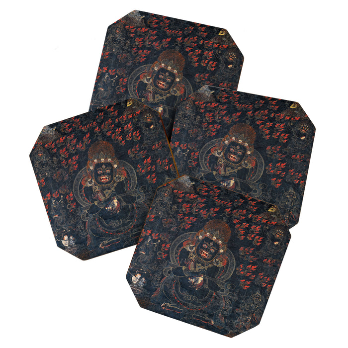 Mahakala Protector Tibetan Buddhist Thangka Coaster Gallery Image 1