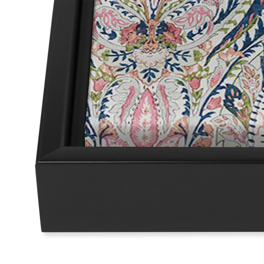 Pink Blue Green Leaf Flower Paisley Framed Canvas Print Gallery Image 3