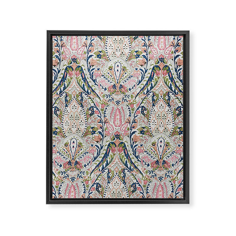 Pink Blue Green Leaf Flower Paisley Framed Canvas Print Gallery Image 8