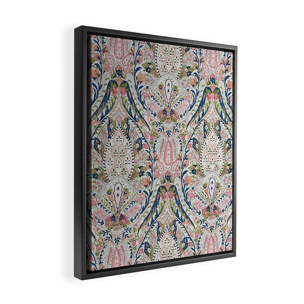 Pink Blue Green Leaf Flower Paisley Framed Canvas Print Gallery Image 2