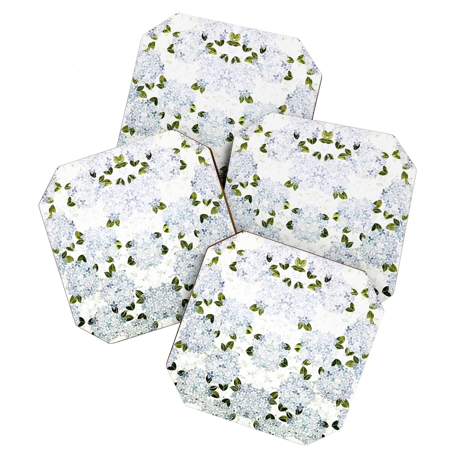 White Blue Ice Snow Hydrangea Coaster Gallery Image 1