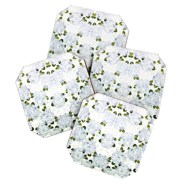 White Blue Ice Snow Hydrangea Coaster Gallery Image 1
