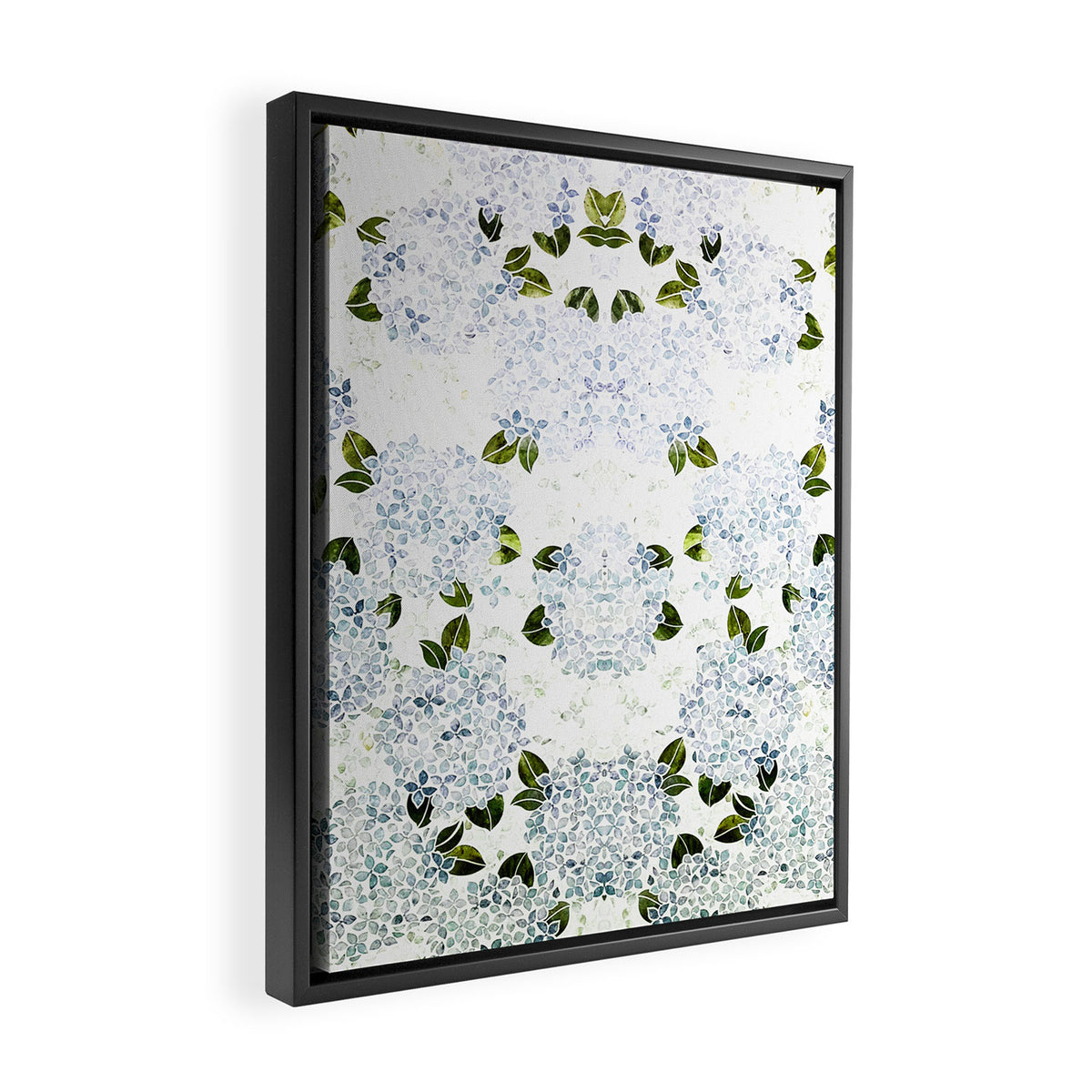 White Blue Ice Snow Hydrangea Framed Canvas Print Gallery Image 2