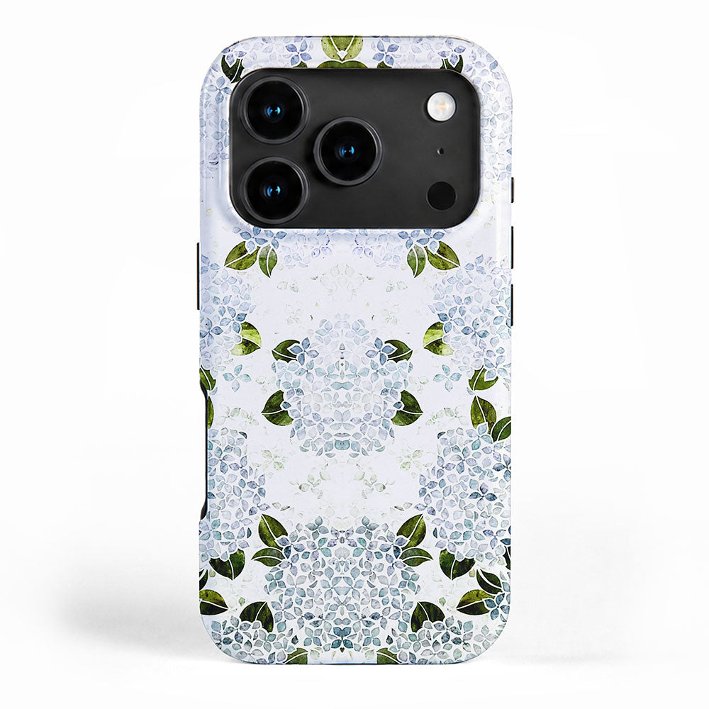White Blue Ice Snow Hydrangea iPhone Case Gallery Image 1