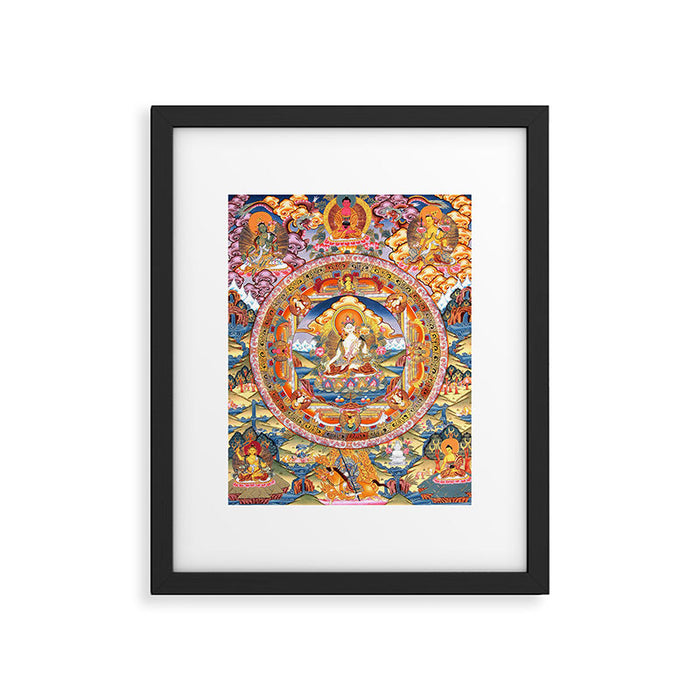 White Tara Mandala Buddhist Thangka Framed Art Print Gallery Image 1