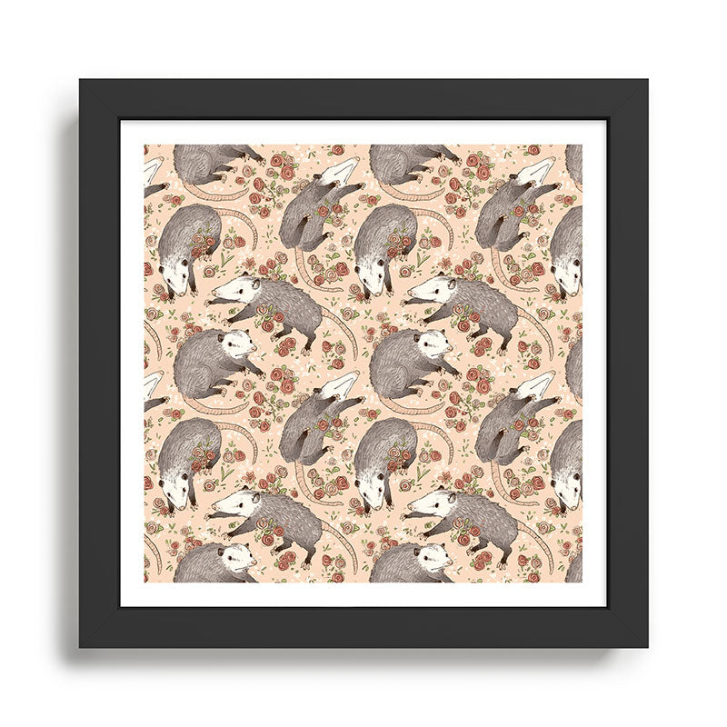 Opossum and Roses Framed Art Print Gallery Image 1
