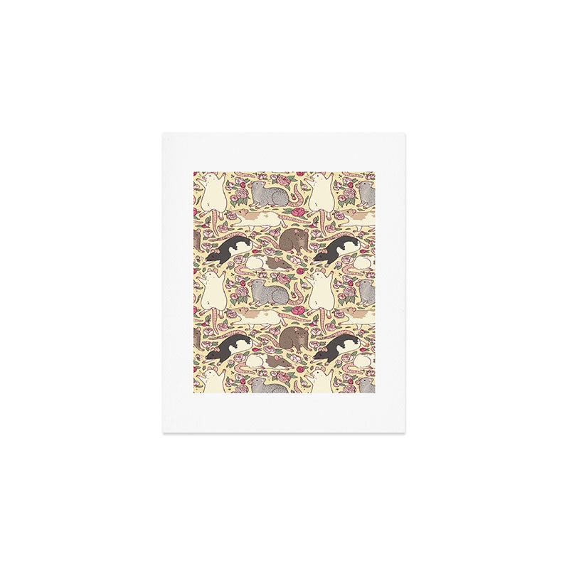 Rats & Peonies Art Print