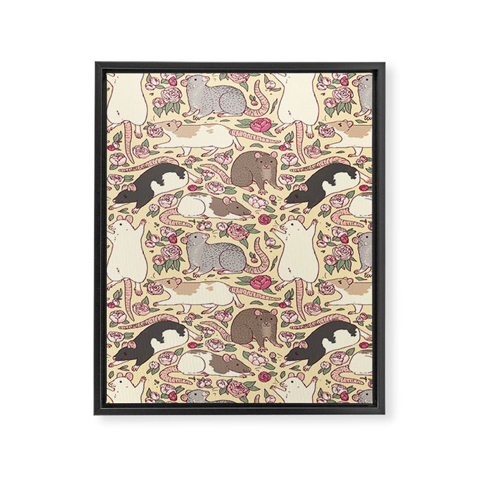 Rats & Peonies Framed Canvas Print Gallery Image 1