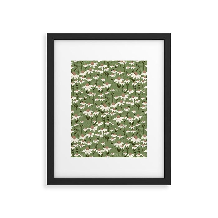 Ditsy Coneflowers - Grass Framed Art Print Gallery Image 1