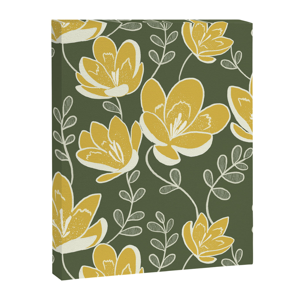 Gold on Green Blooms Canvas Print Gallery Image 8