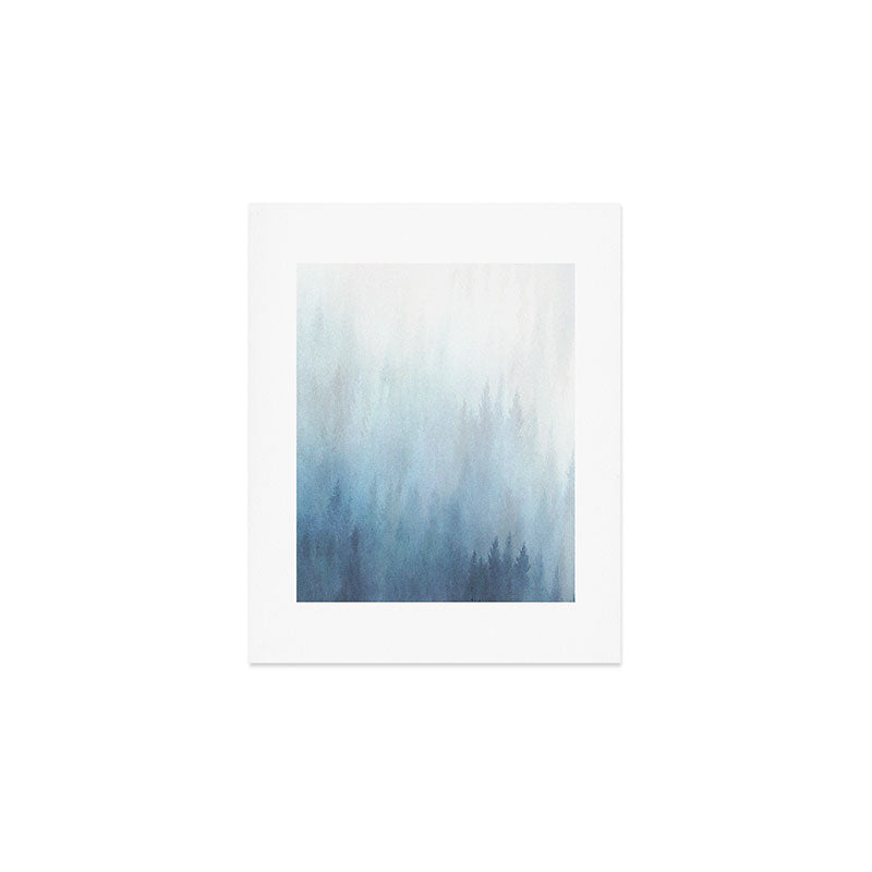 Abstract Blue Ombre Misty Forest Art Print Gallery Image 1