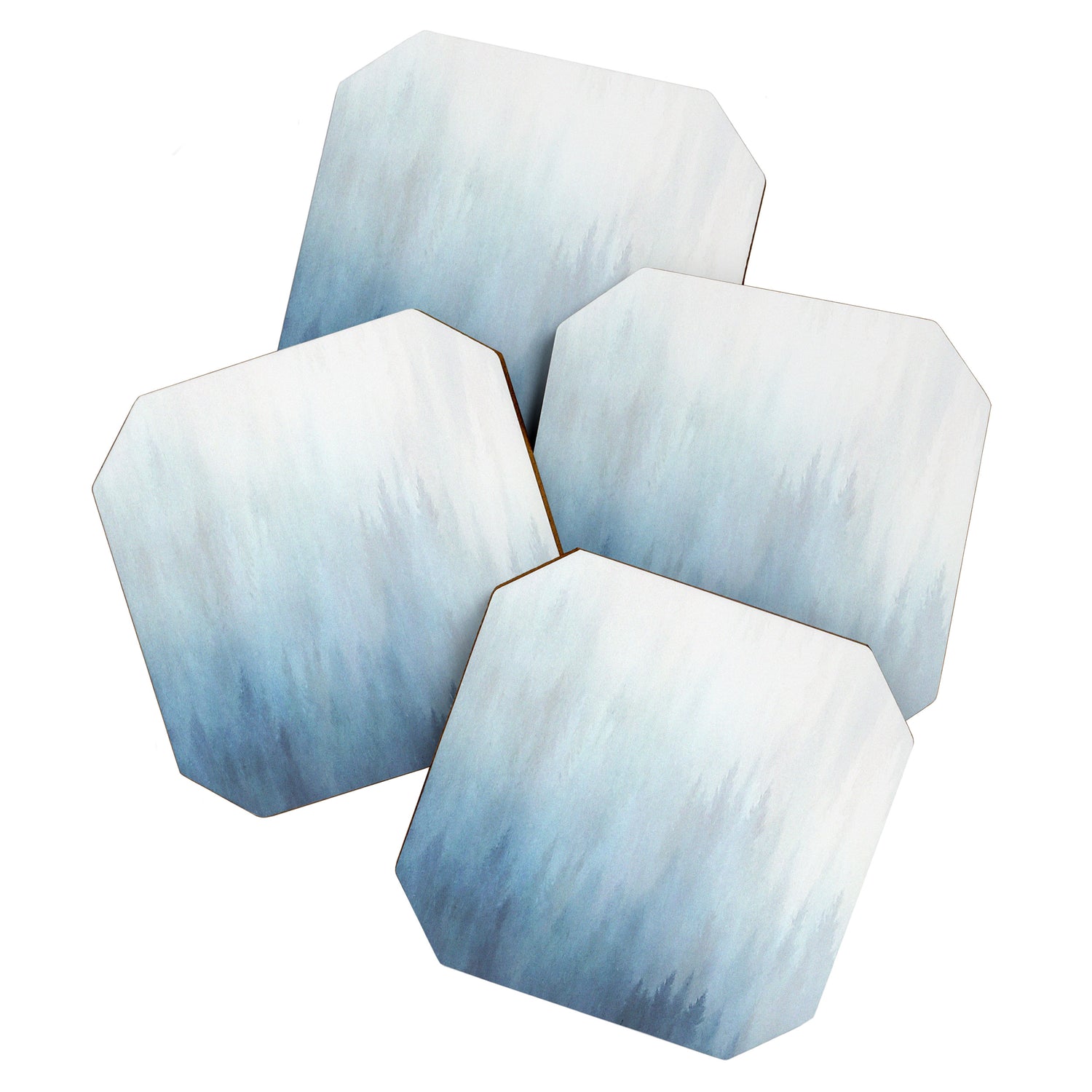 Abstract Blue Ombre Misty Forest Coaster Gallery Image 1