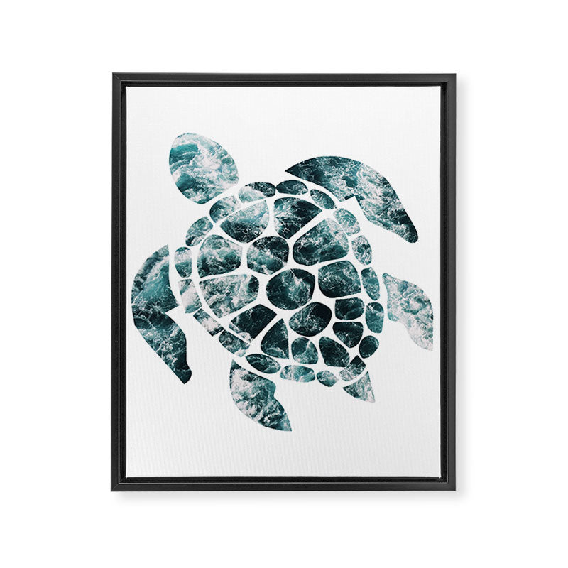 Sea Turtle - Turquoise Ocean Waves Framed Canvas Print Gallery Image 8