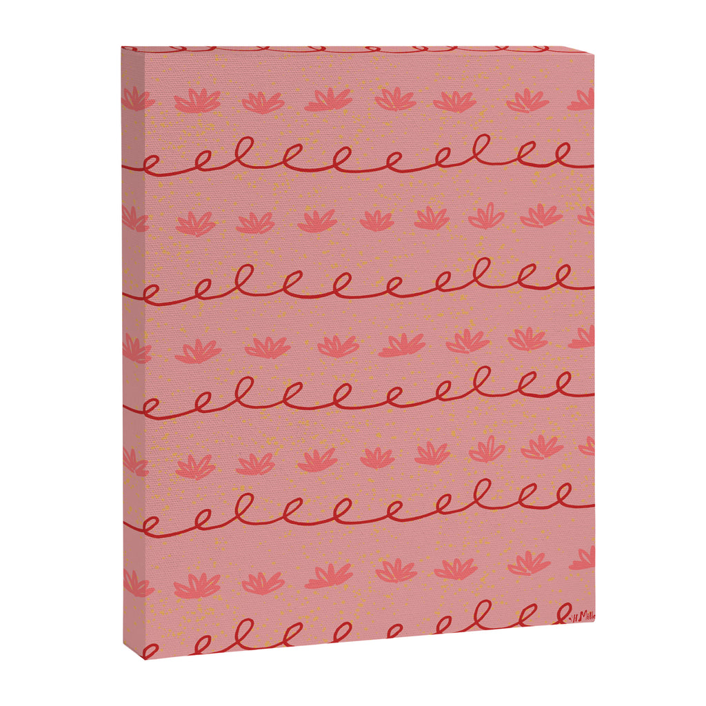 Abstract Cookie Pattern Doodle in Red & Peach Pink Canvas Print Gallery Image 6