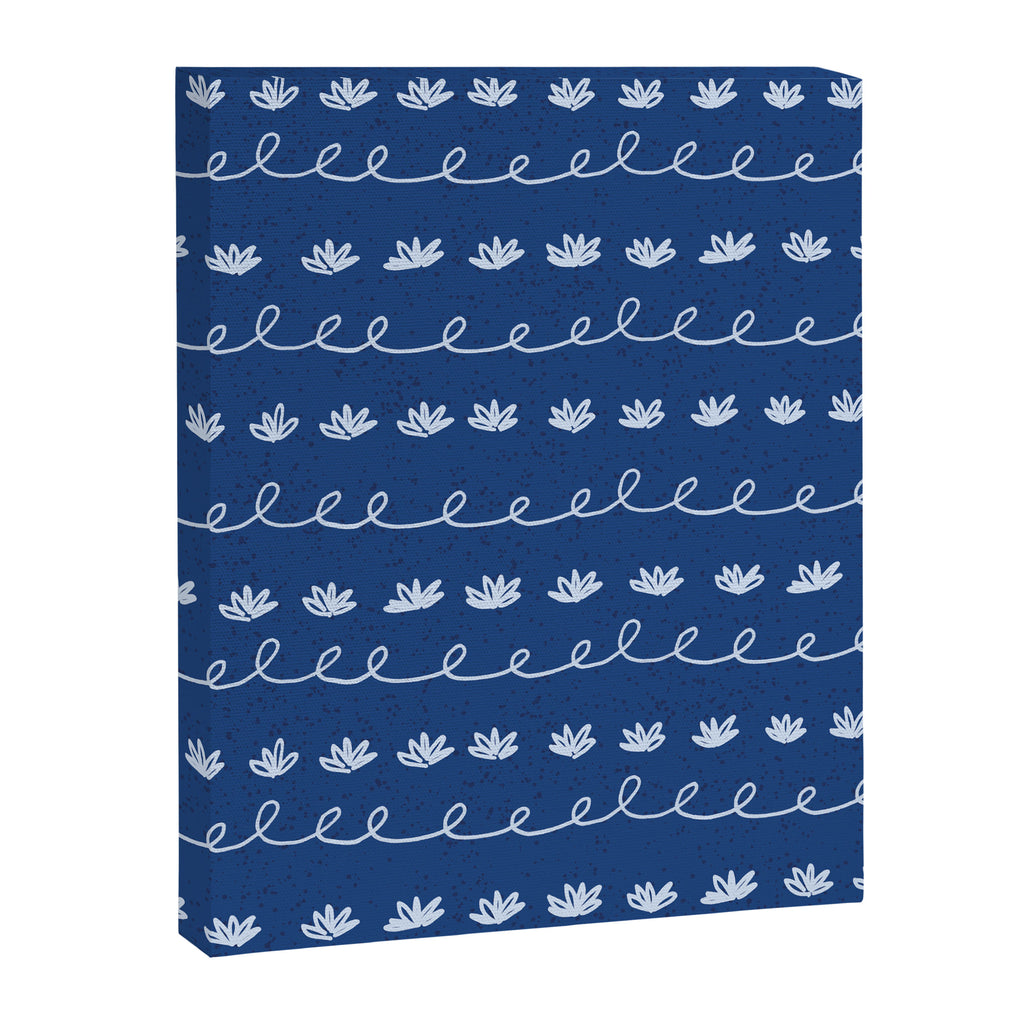 Abstract Cookie Pattern Doodle in Navy & Sky Blue Canvas Print Gallery Image 6