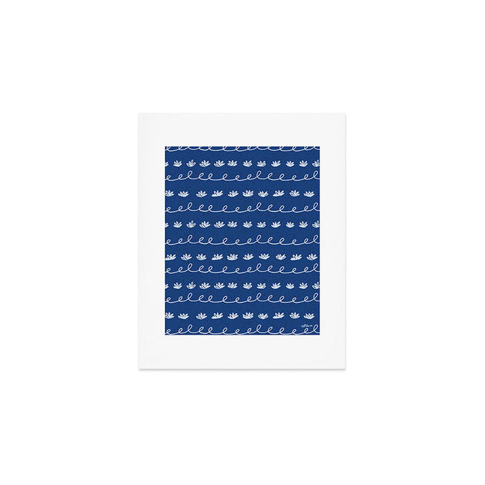 Abstract Cookie Pattern Doodle in Navy & Sky Blue Art Print Gallery Image 1
