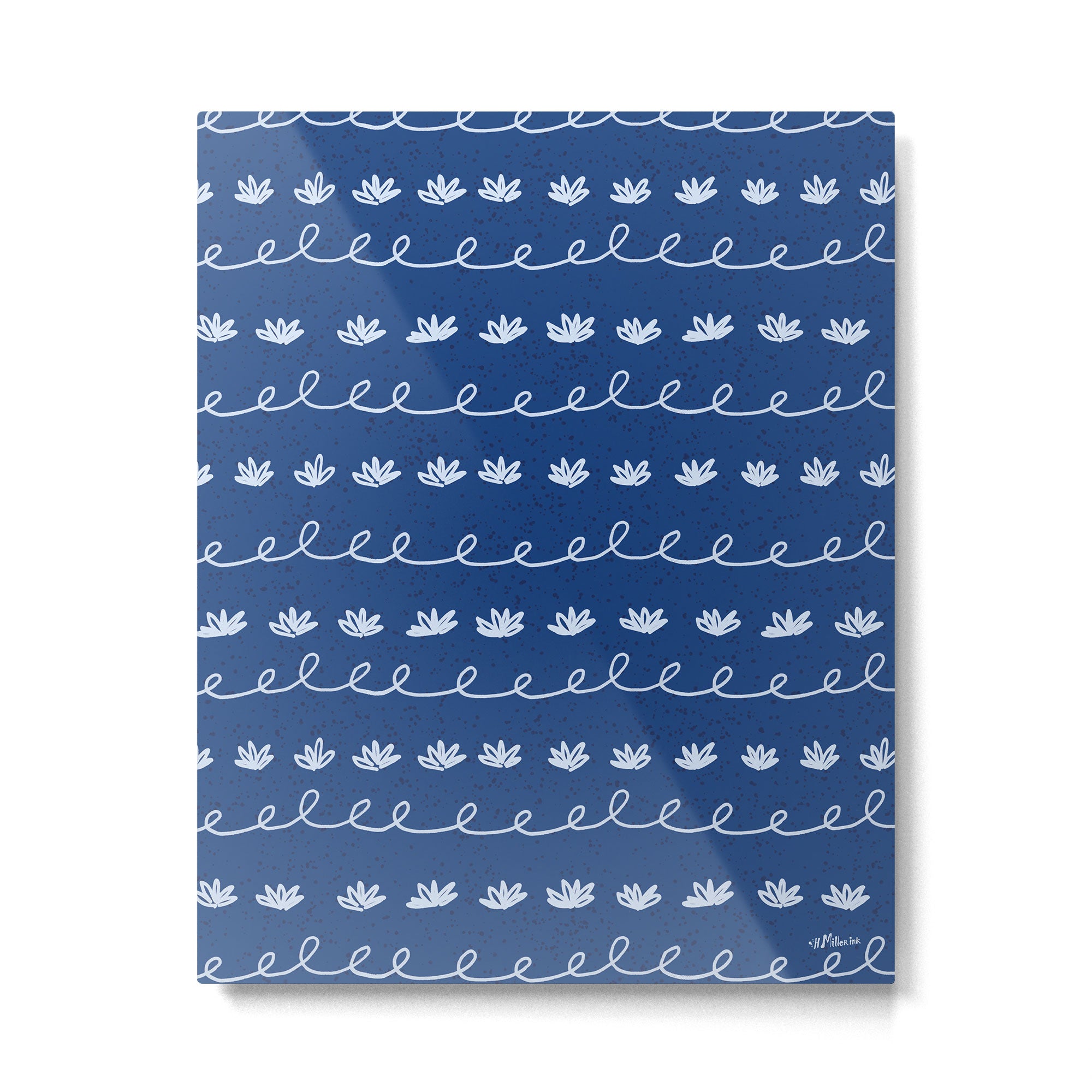 Abstract Cookie Pattern Doodle in Navy & Sky Blue Metal Print Gallery Image 4