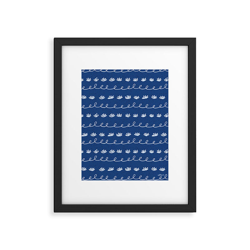 Abstract Cookie Pattern Doodle in Navy & Sky Blue Framed Art Print Gallery Image 5