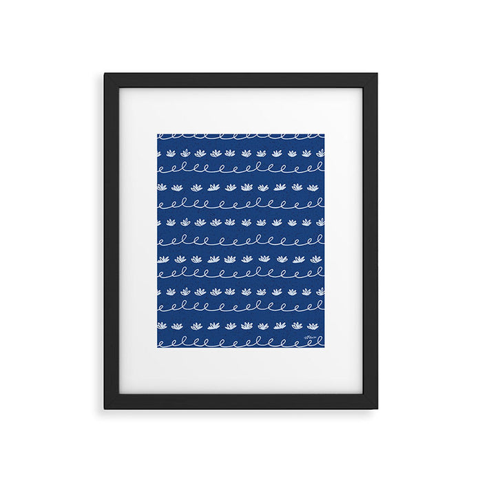 Abstract Cookie Pattern Doodle in Navy & Sky Blue Framed Art Print Gallery Image 1