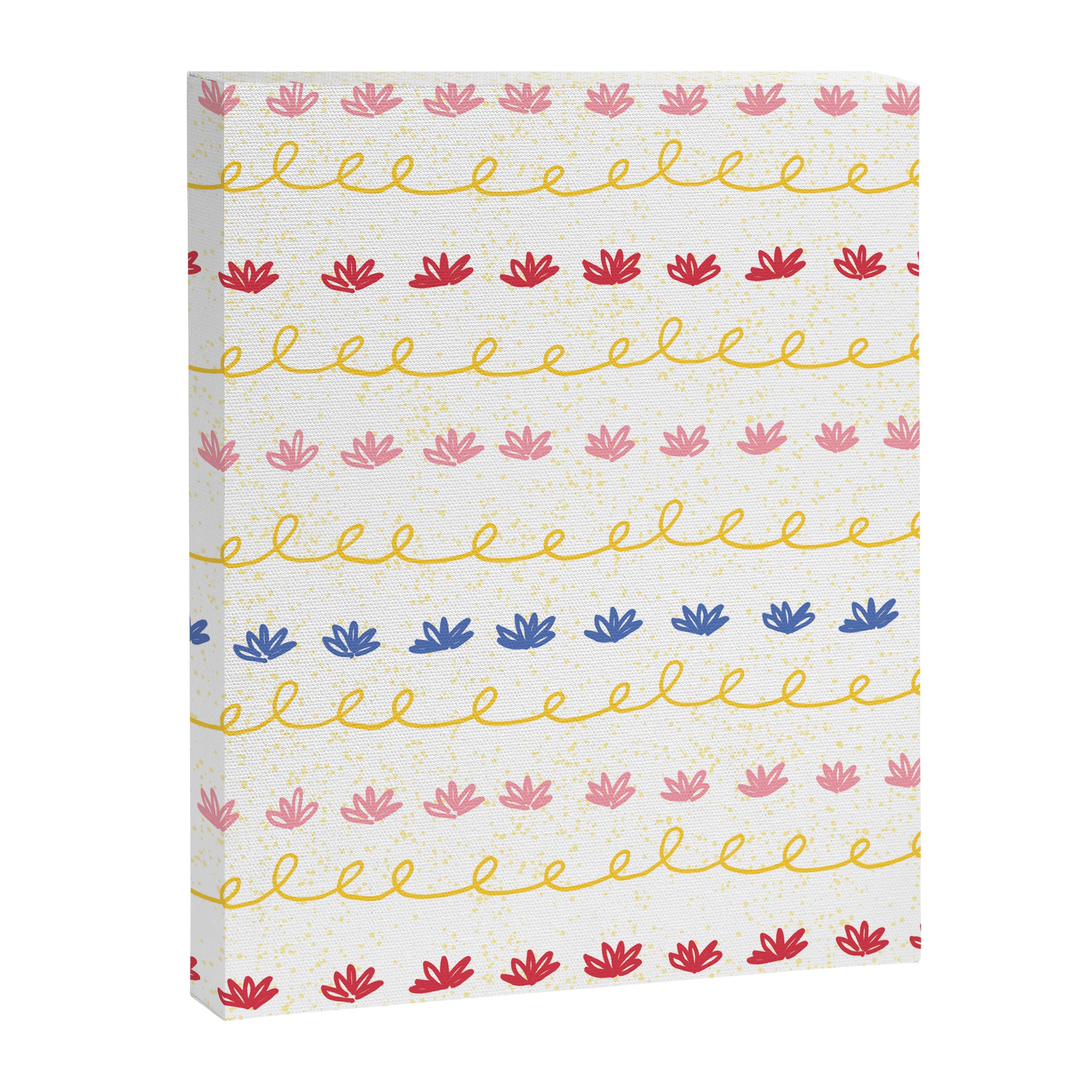 Abstract Cookie Pattern Doodle in White & Pink Canvas Print Gallery Image 6