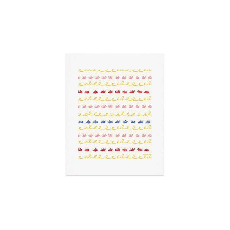Abstract Cookie Pattern Doodle in White & Pink Art Print Gallery Image 1