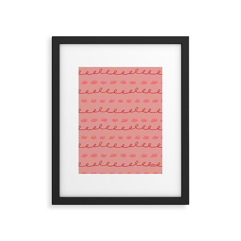 Abstract Cookie Pattern Doodle in Red & Peach Pink Framed Art Print Gallery Image 5