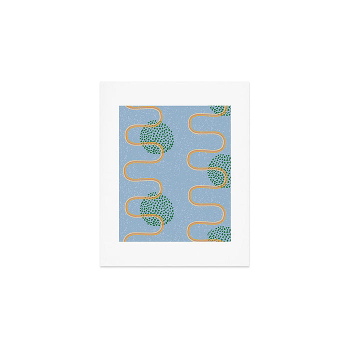 Abstract Fields in Blue-Grey & Green Art Print Gallery Image 1