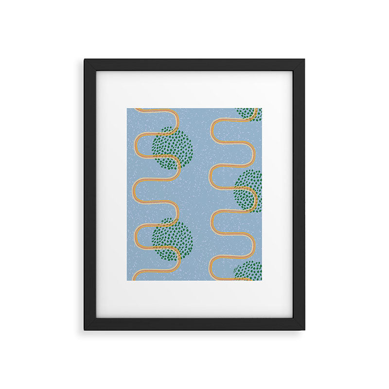 Abstract Fields in Blue-Grey & Green Framed Art Print Gallery Image 4