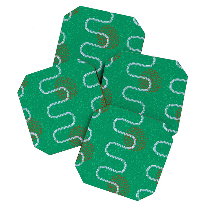 Abstract Fields in Forest Green & Brown Coaster Gallery Image 1
