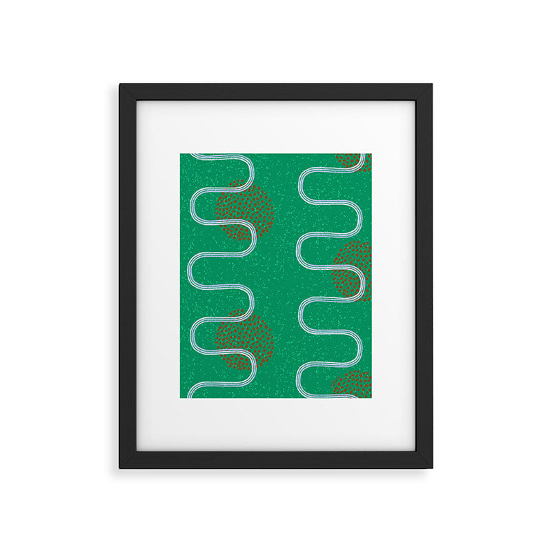 Abstract Fields in Forest Green & Brown Framed Art Print Gallery Image 5