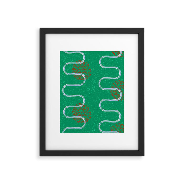 Abstract Fields in Forest Green & Brown Framed Art Print Gallery Image 1