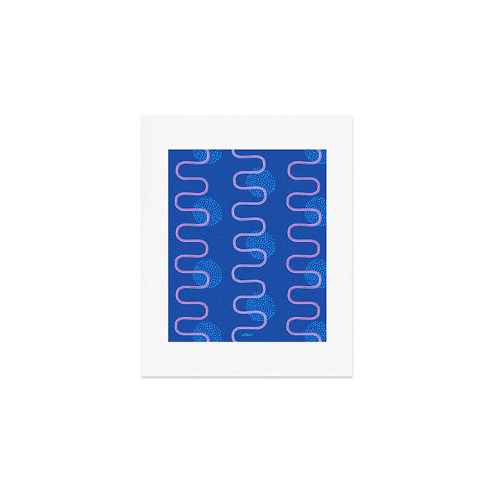 Abstract Fields in Navy Blue & Pastel Pink Art Print Gallery Image 1