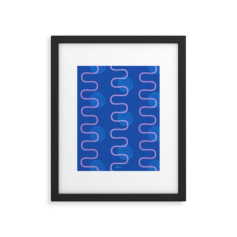 Abstract Fields in Navy Blue & Pastel Pink Framed Art Print Gallery Image 5