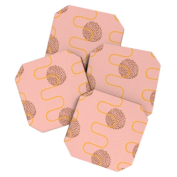 Abstract Fields in Peach Pink & Brown Coaster Gallery Image 1
