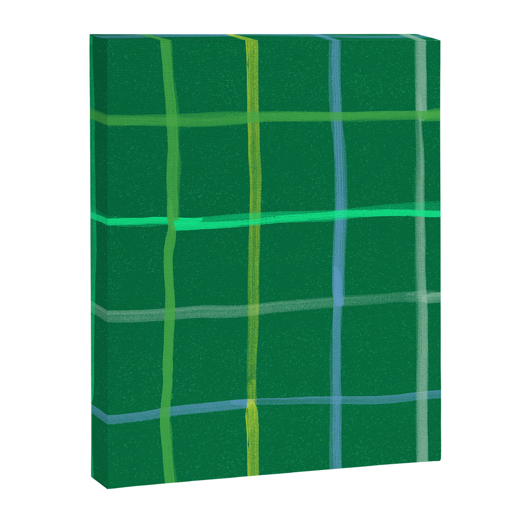 Abstract Tennis Net Pattern in Grass Green Canvas Print Gallery Image 6