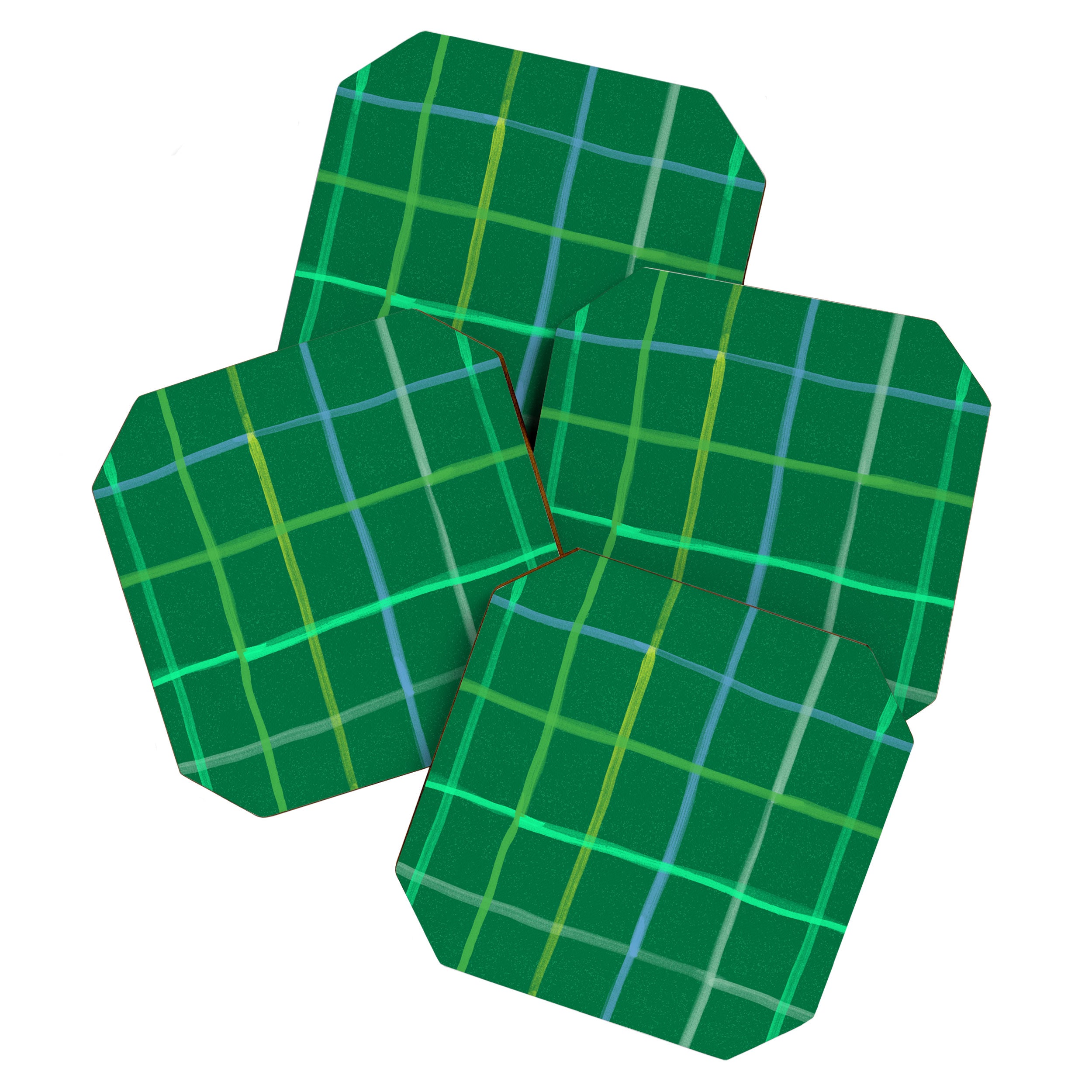 Abstract Tennis Net Pattern in Grass Green Coaster Gallery Image 1