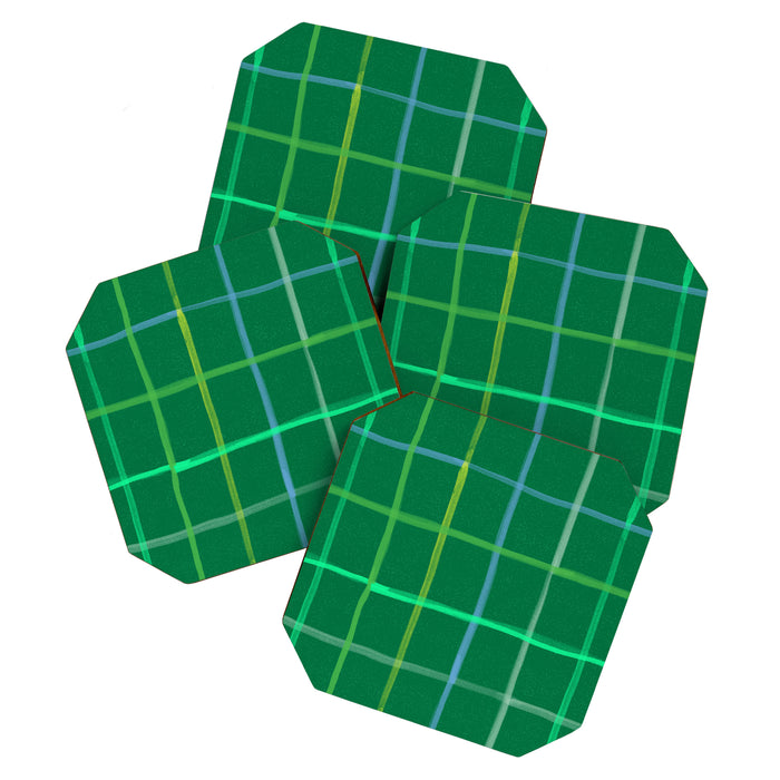 Abstract Tennis Net Pattern in Grass Green Coaster Gallery Image 1