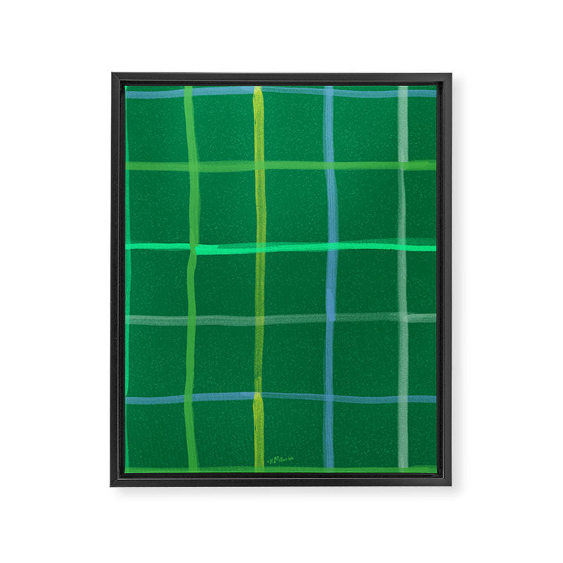 Abstract Tennis Net Pattern in Grass Green Framed Canvas Print Gallery Image 6