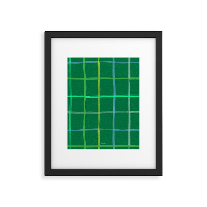 Abstract Tennis Net Pattern in Grass Green Framed Art Print Gallery Image 5