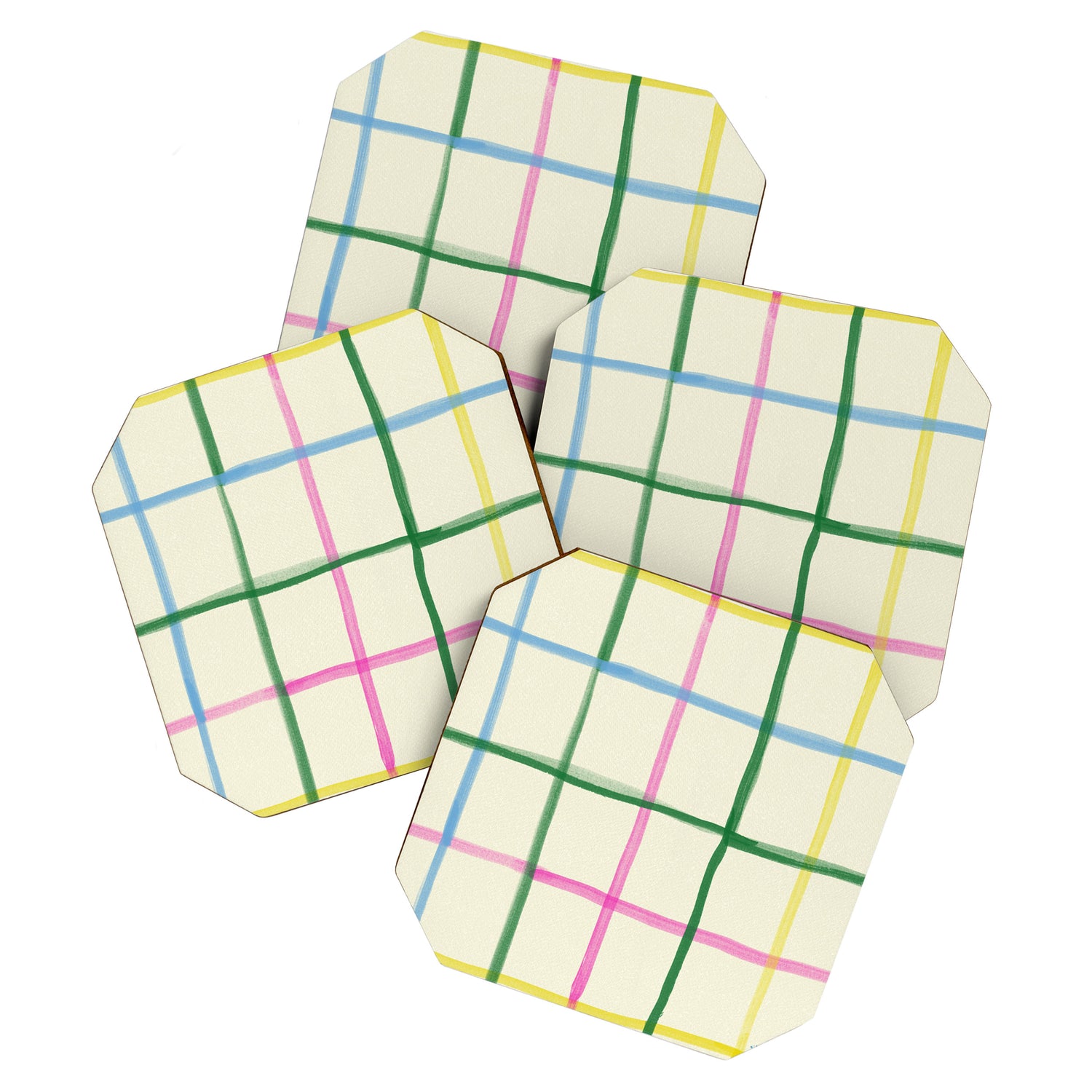 Abstract Tennis Net Pattern in Cream Coaster Gallery Image 1