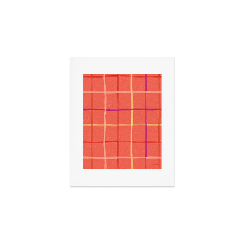 Abstract Tennis Net Pattern in Rosey Red Art Print Gallery Image 1