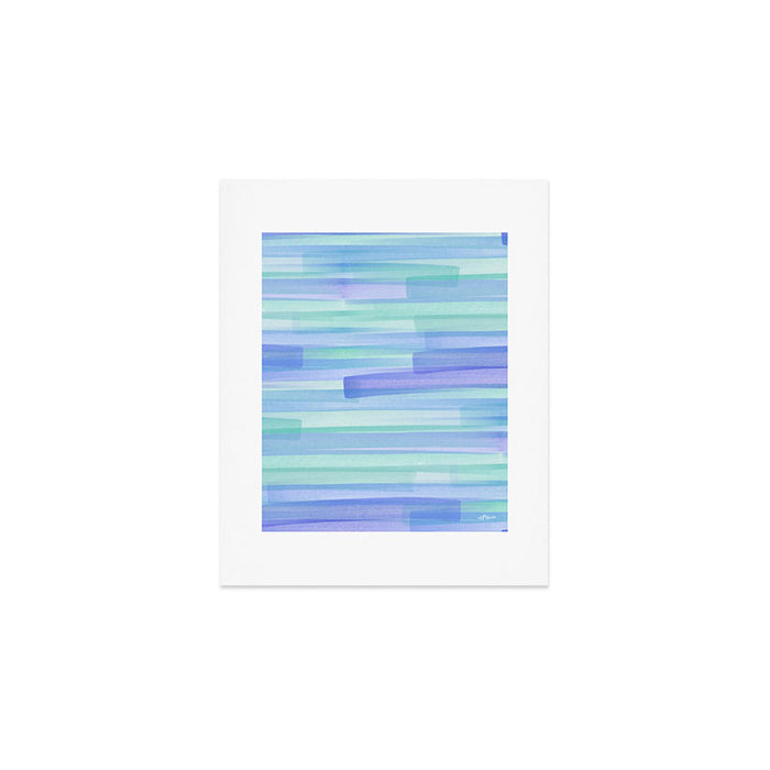 Abstract Watercolor Waves in Cool Blue Art Print Gallery Image 1