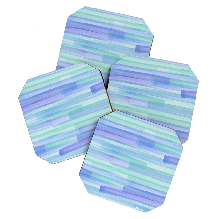 Abstract Watercolor Waves in Cool Blue Coaster Gallery Image 1