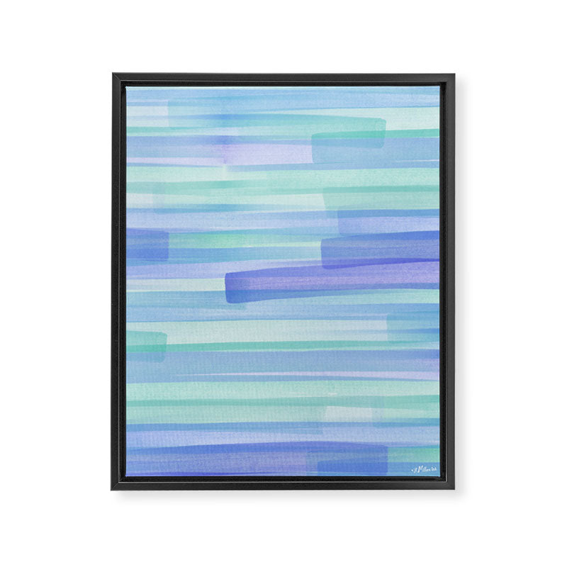 Abstract Watercolor Waves in Cool Blue Framed Canvas Print Gallery Image 6