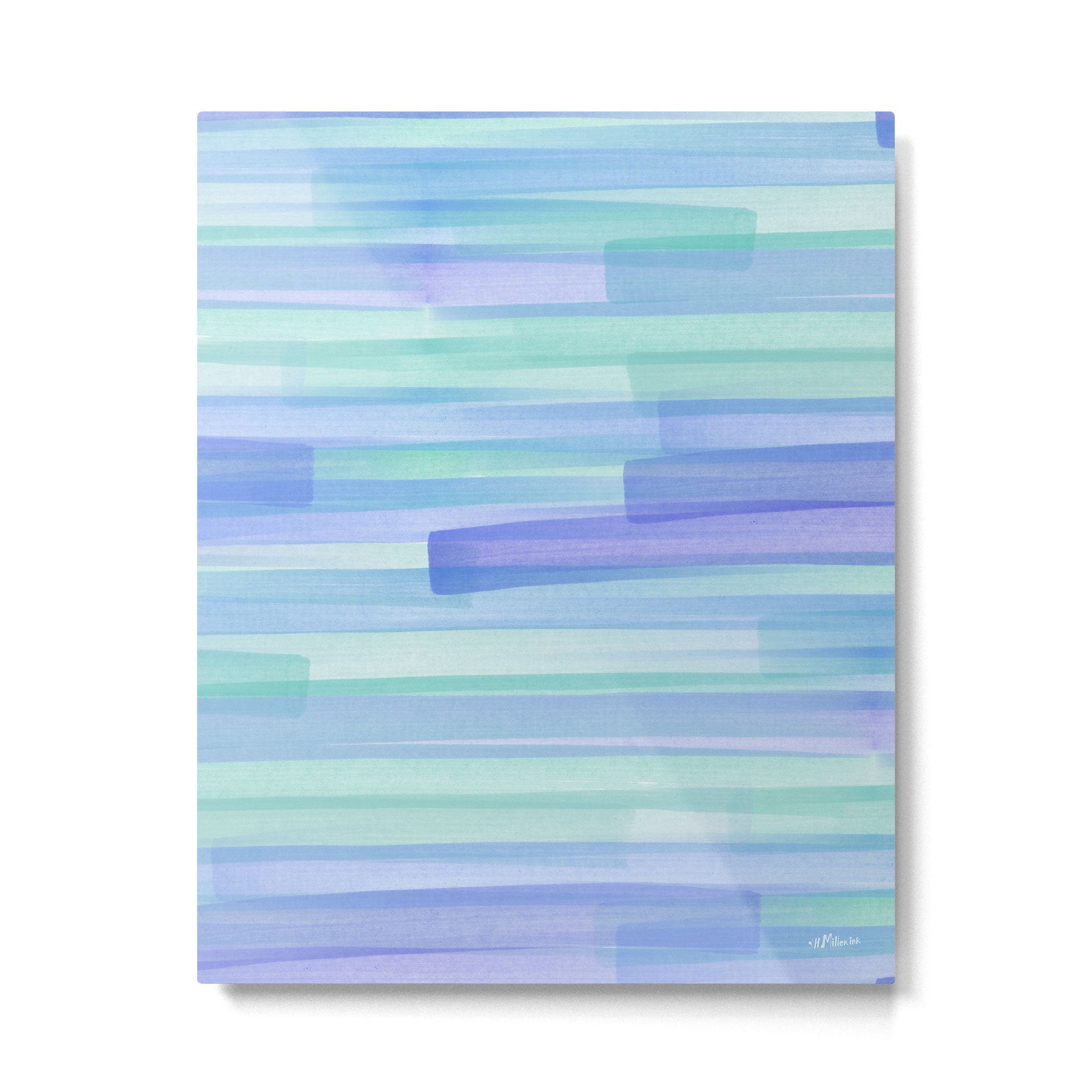 Abstract Watercolor Waves in Cool Blue Metal Print Gallery Image 4