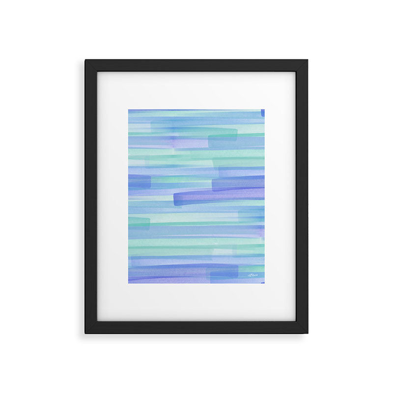 Abstract Watercolor Waves in Cool Blue Framed Art Print Gallery Image 5