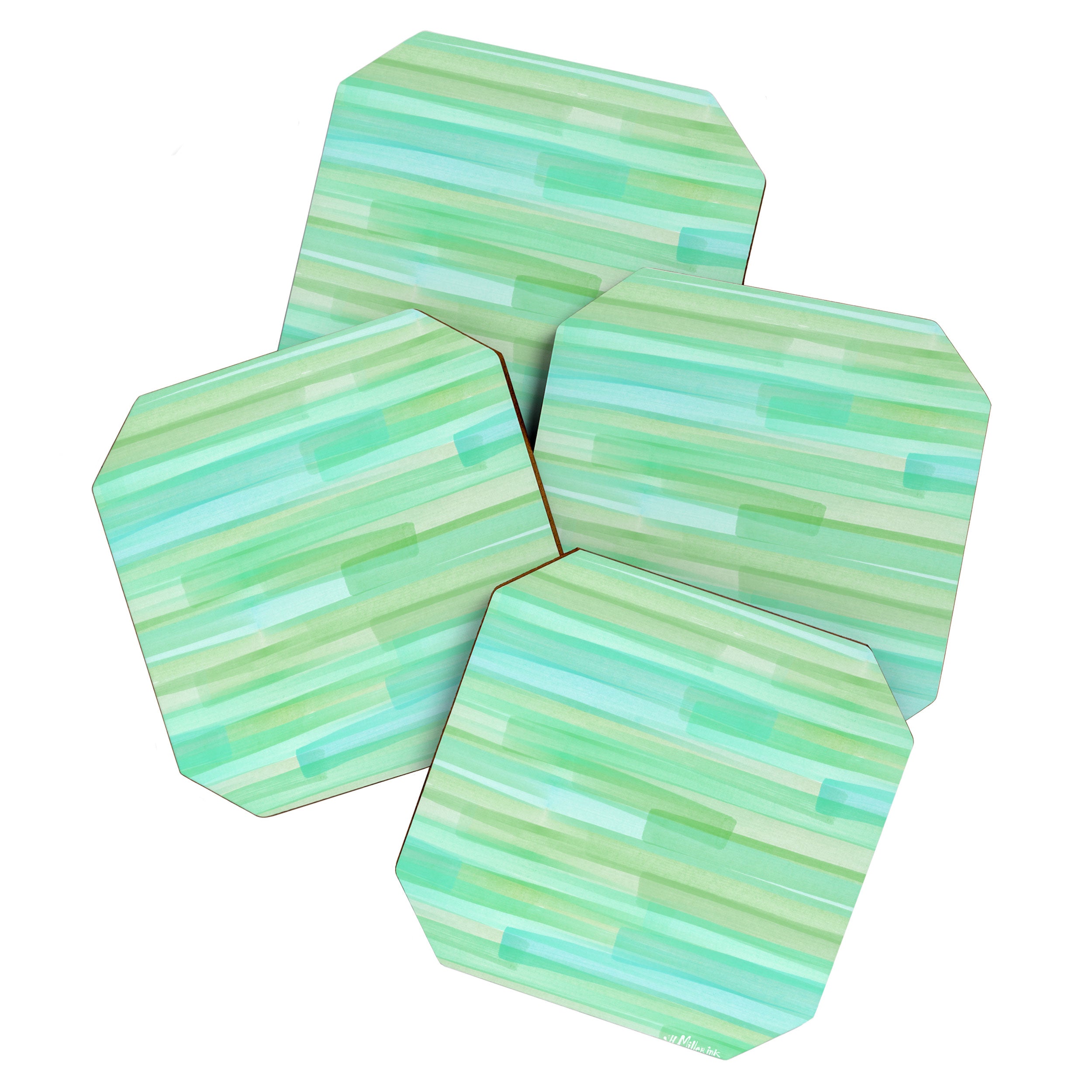 Abstract Watercolor Waves in Ocean Teal Coaster Gallery Image 1