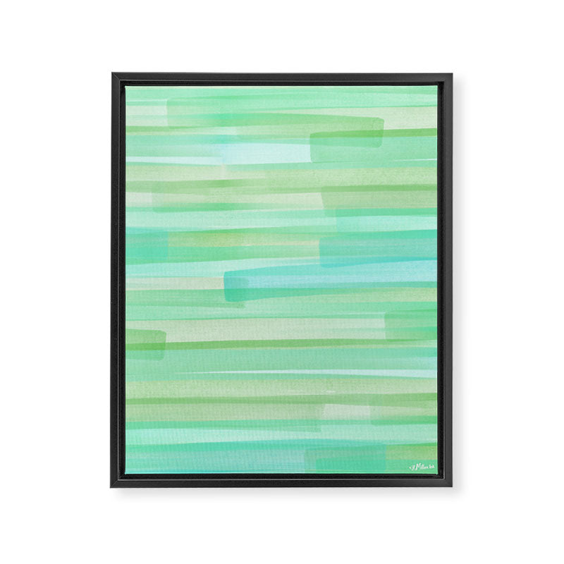 Abstract Watercolor Waves in Ocean Teal Framed Canvas Print Gallery Image 6